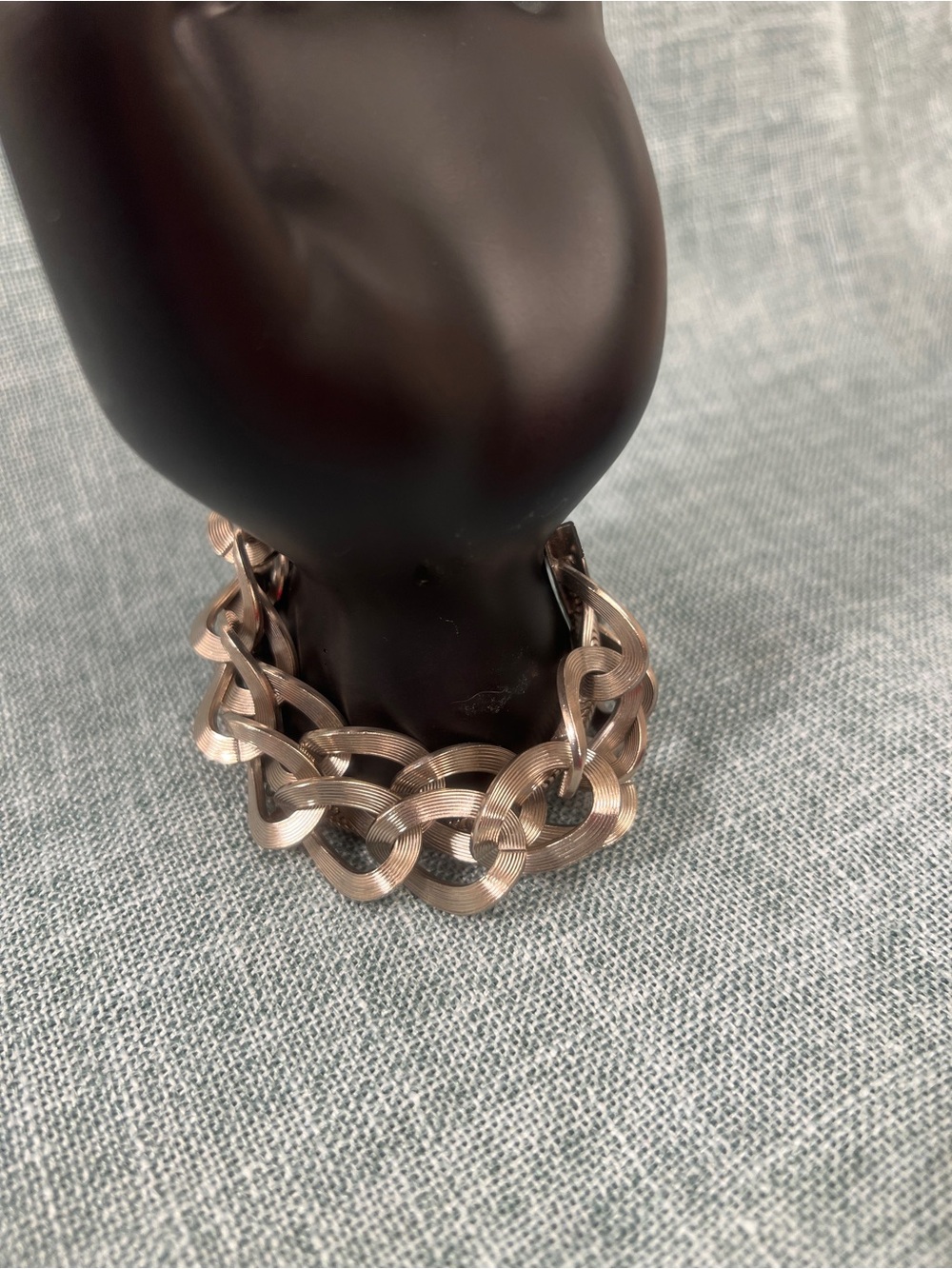 Vintage Silver Tone Chunky Textured Link Bracelet